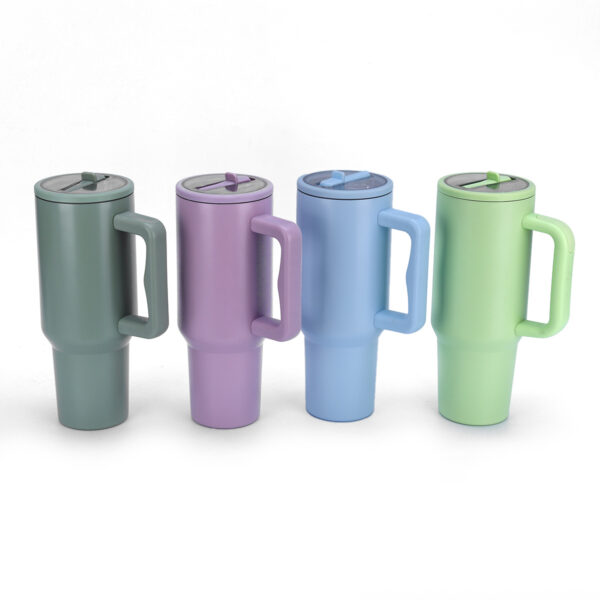 Insulated Stainless Steel Tumbler with Straw and Carry Handle