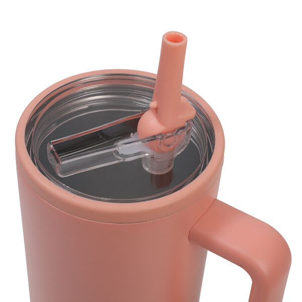 Insulated Stainless Steel Tumbler with Comfort-Grip Handle and Straw Lid