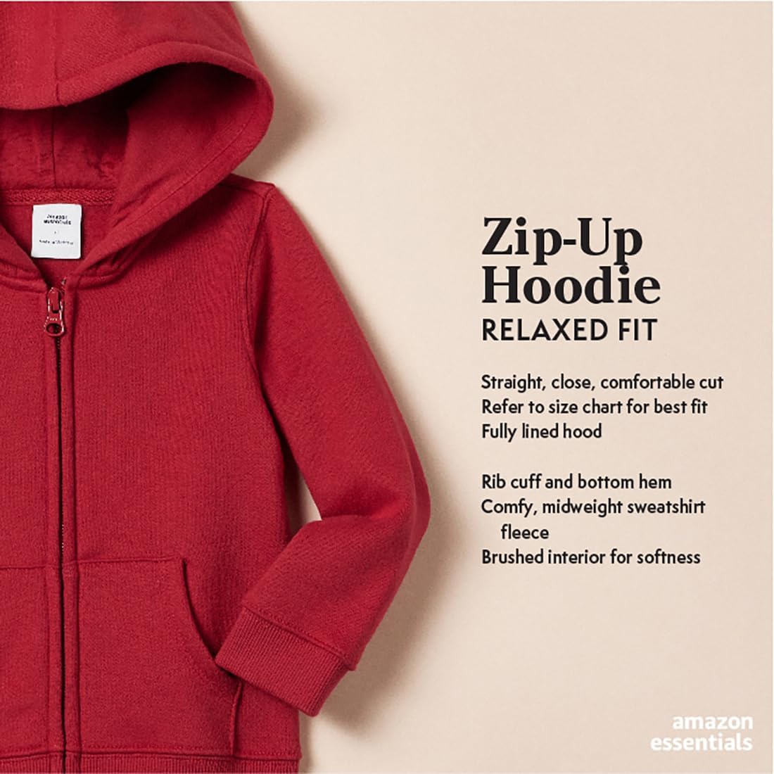 Girls Toddler Fleece Zip Up Hoodie Sweatshirt - Image 2