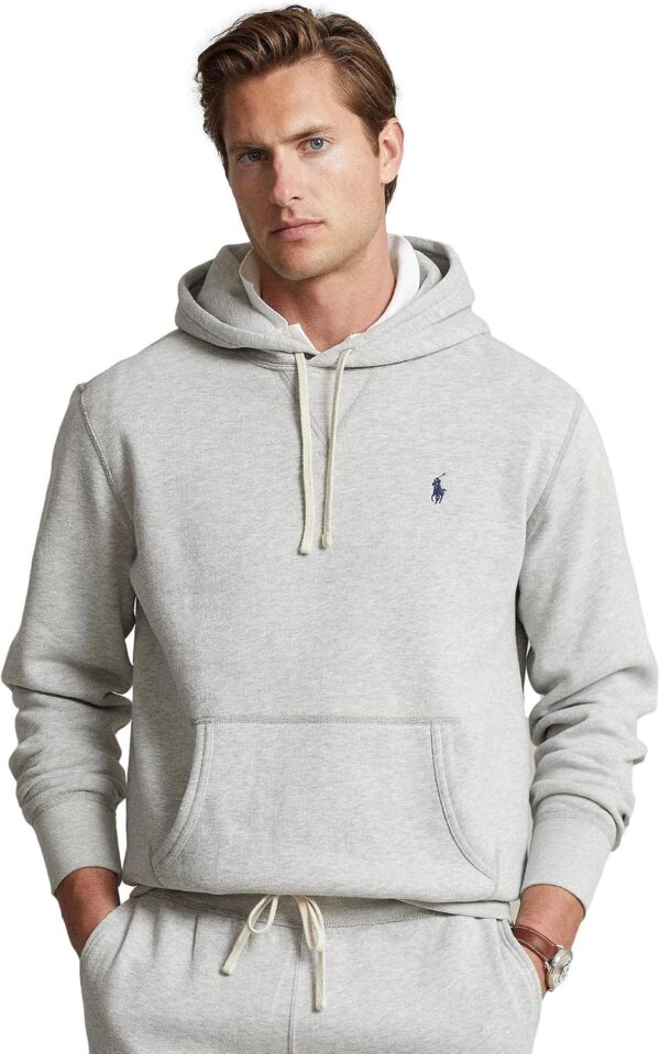 Classic Fleece Drawstring Hoodie Kangaroo Pocket Ribbed Cuffs