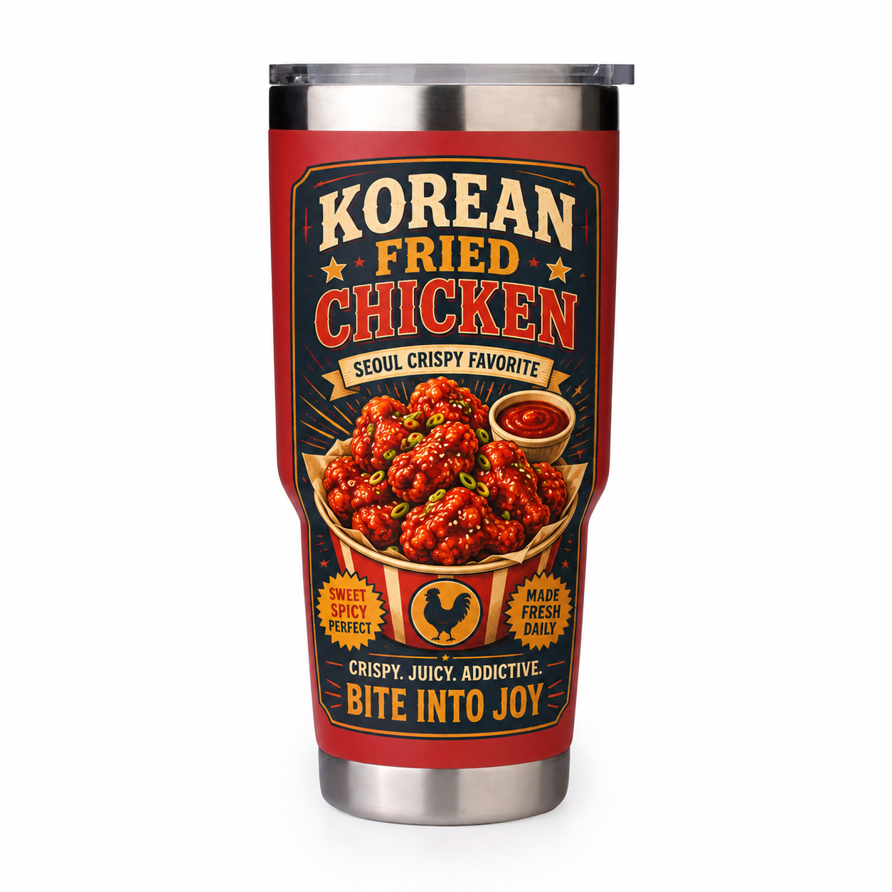 Vacuum Insulated Stainless Steel Coffee Tumbler with Clear Lid - Image 1