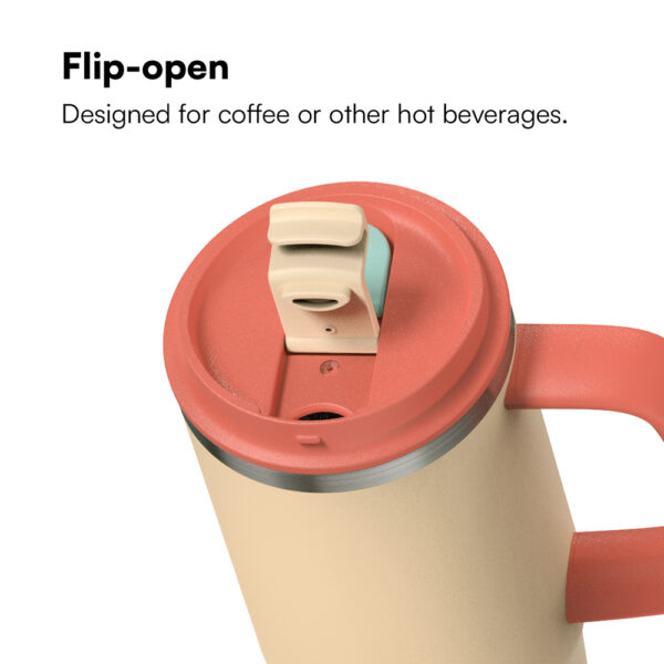 Insulated Stainless Steel Tumbler Jug with Handle and 2-in-1 Lid