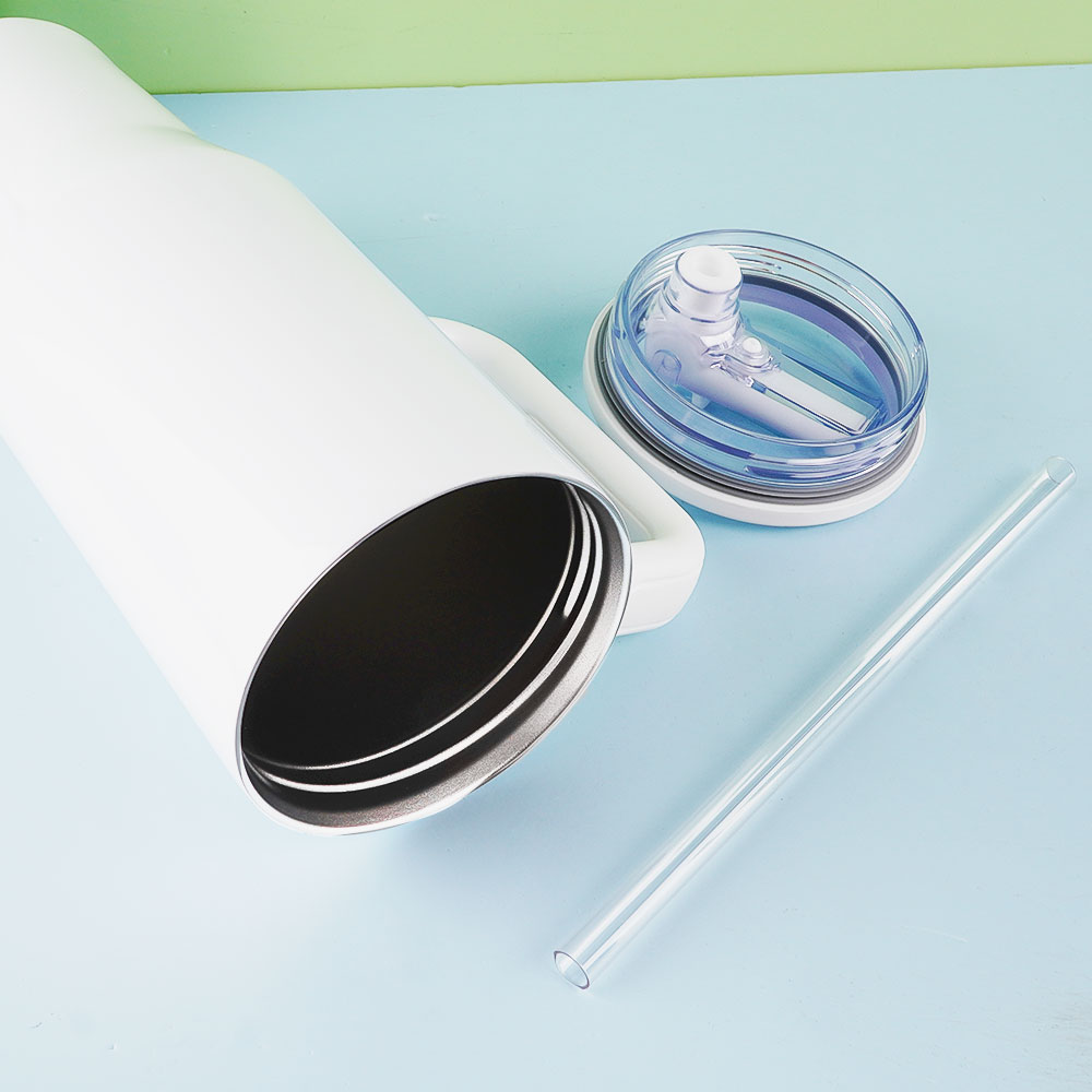 Insulated Stainless Steel Travel Tumbler with Straw and Handle - Image 4