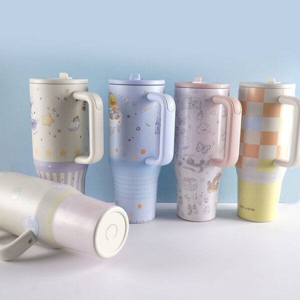 Insulated Stainless Steel Travel Tumbler with Straw and Handle