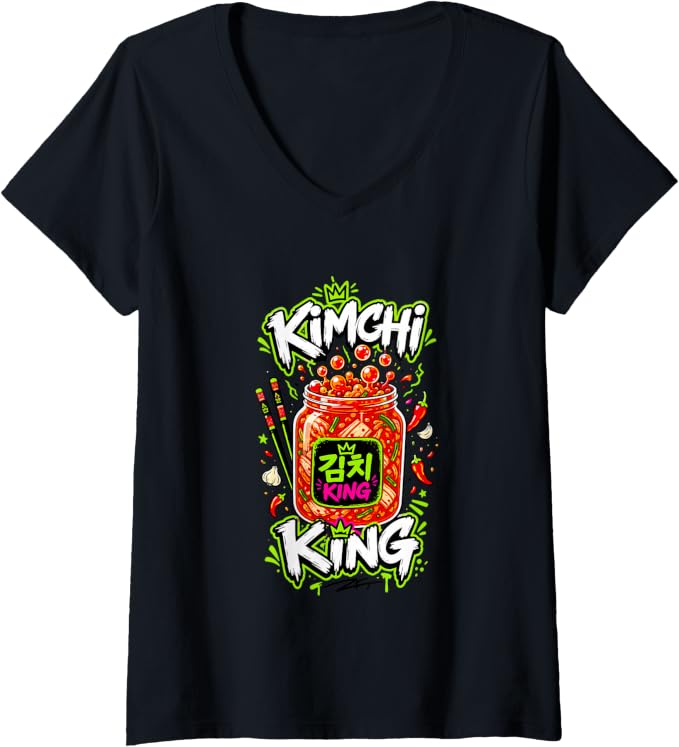Kimchi King Graffiti V-neck T-Shirt - Image 1